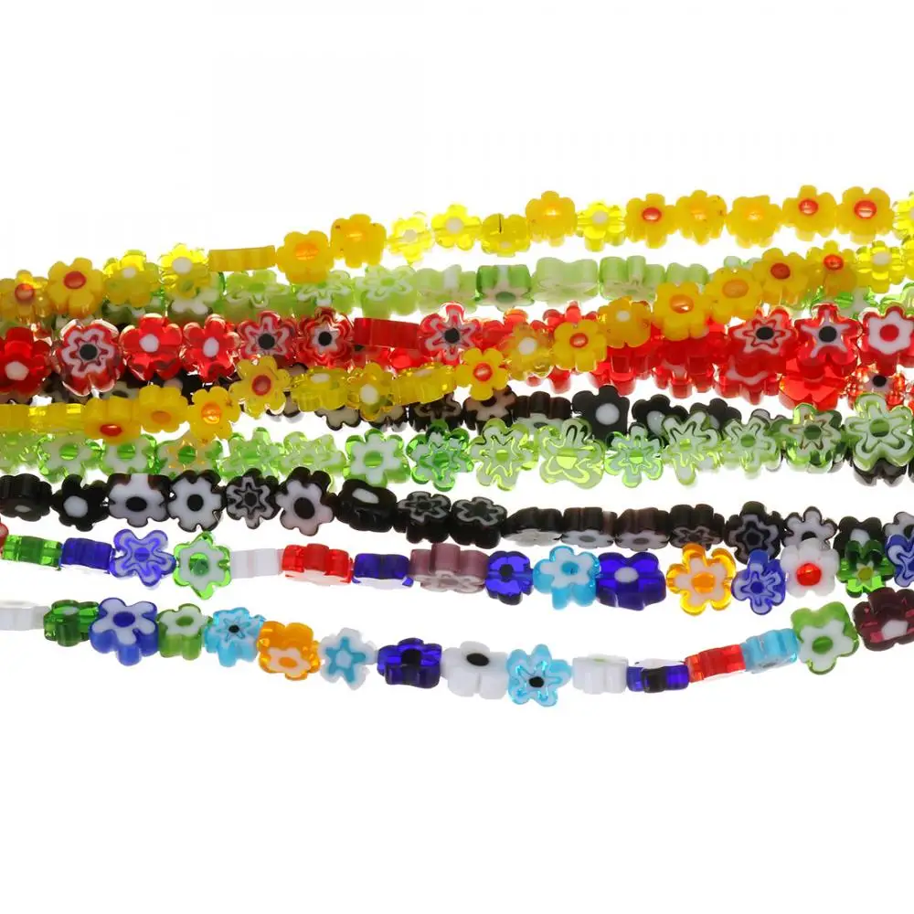 

1495194 wholesale different size and colors flower millefiori slice lampwork beads for jewelry making, More colors for choice