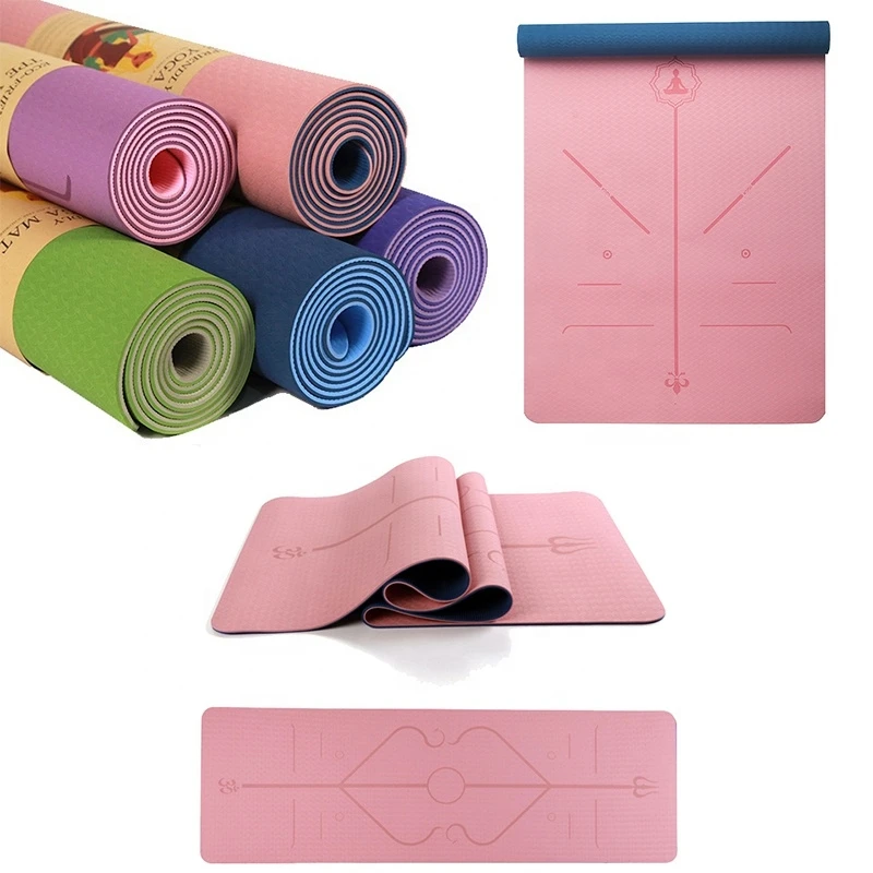 

TPE Non-slip custom advertising promotion Yoga pad Fitness Tasteless Pilates Mat Gym Exercise Sport Mats Pads Posture Line Yog