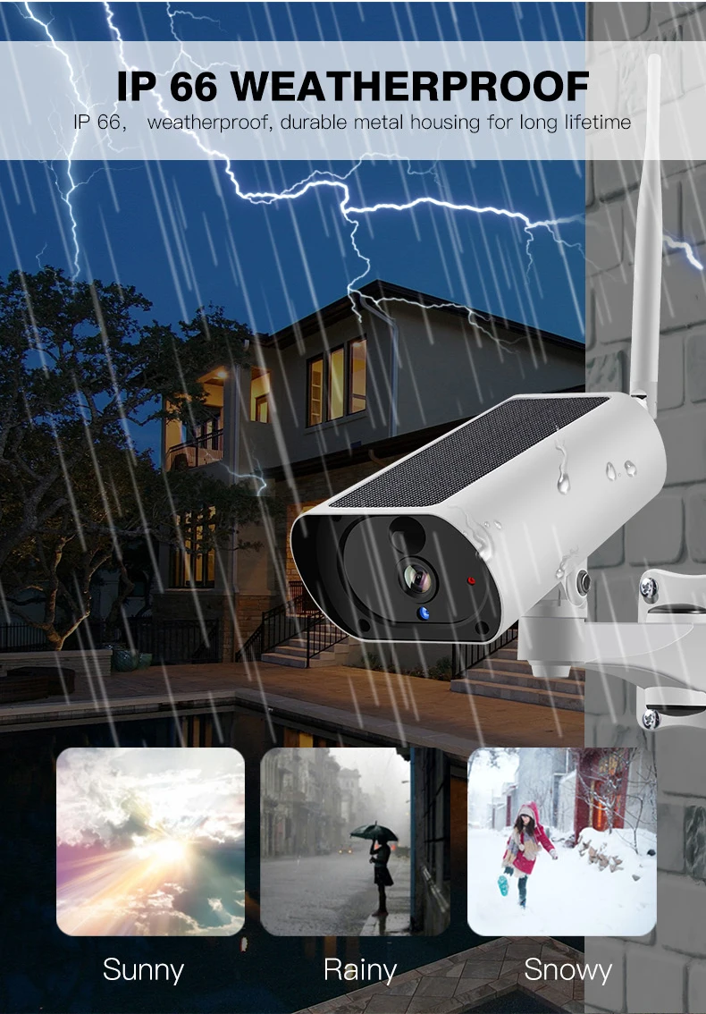 WiFi HD Battery Operated Outdoor Wireless Solar Power Security IP Camera