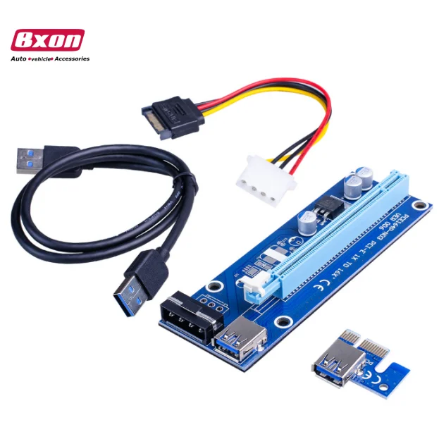 

006 PCIe 1x to 16x Express Graphic Extender Riser Card 60cm USB 3.0 Cable Sata to 4Pin Power Pci-e Riser Card for BTC mining