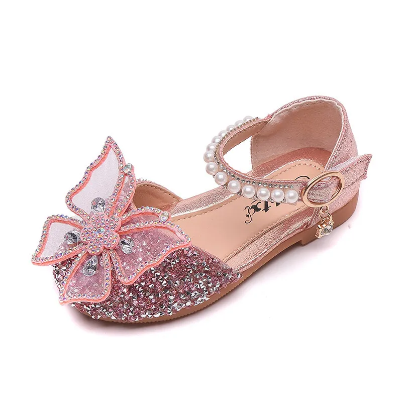 

Girls Princess Shoes 2022 Summer New Kids Baby Girl Butterfly Fashion Rhinestone Sandals, As picture