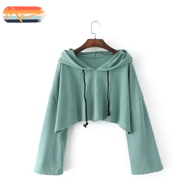 

Maxnegio wide sleeve custom hoodies logo women clothing crop top hoodie
