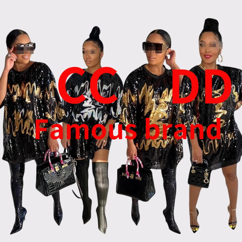 

Candice detail contact me famous brands luxury designer sequined oversized plus size women's t-shirts 2022