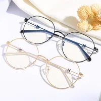 

Exquisite retro-art metal spectacle frame circular anti-blue light glasses