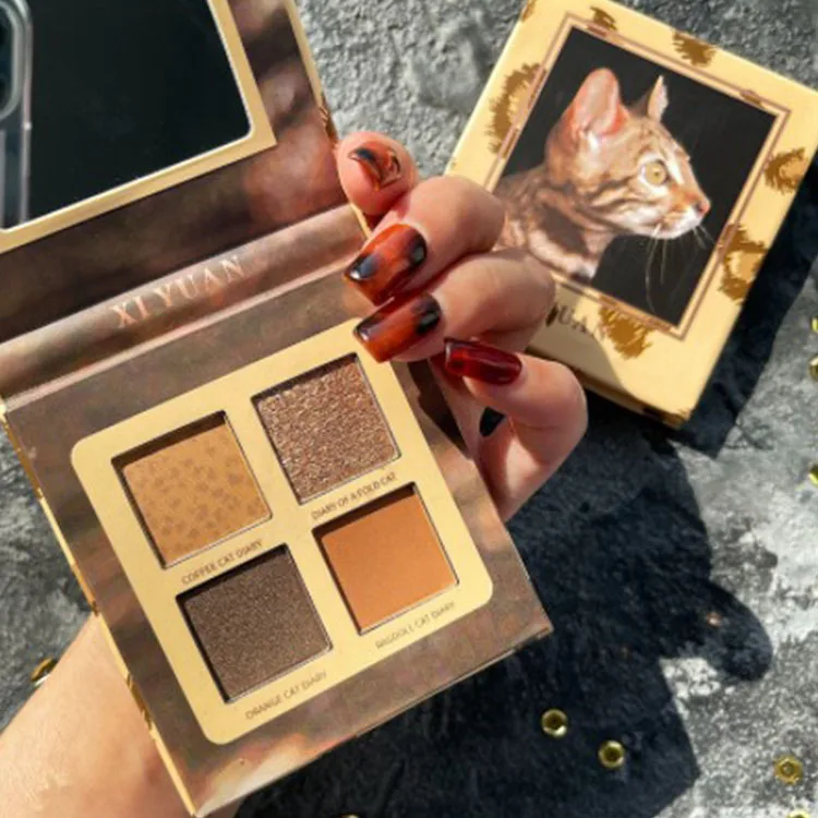 

xiyuan korean eyeshadow top selling makeup Cat's diary four-color glitter dry powder radiant mineral korean eyeshadow