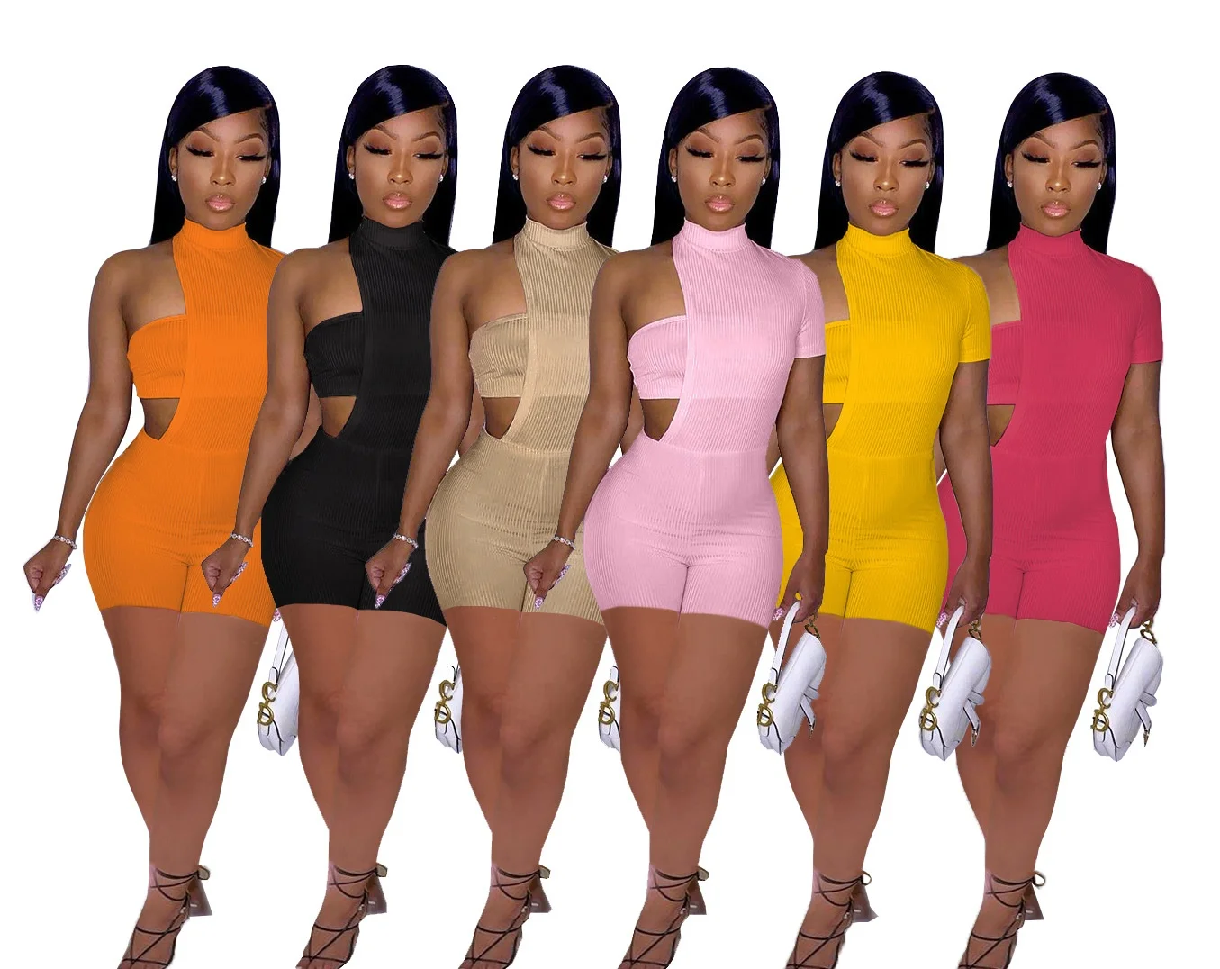 

Free Shipping America'S Top Women Casual One Piece Pants Spring 3 Pcs One Shoulder Fashion Custom Jumpsuits Set, Picture