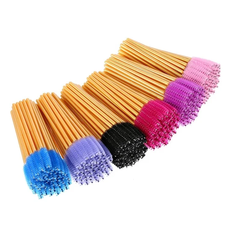 

Gold Color Eyelash Extension Brush Disposable Mascara Wands, Pink;white;black;yellow;bule and grey