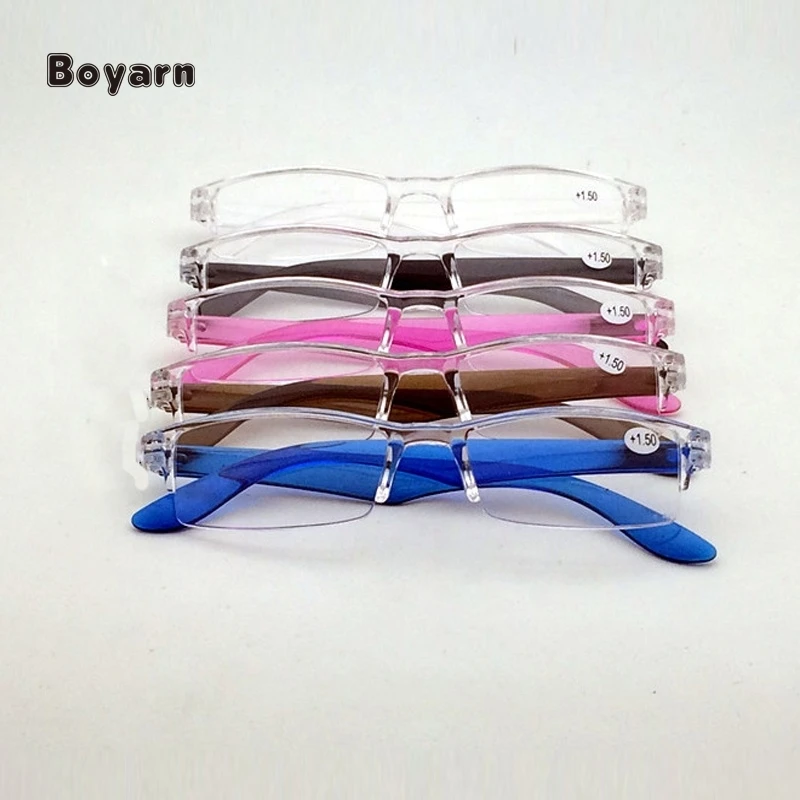 Boyarn Wholesale Promotion One-Piece Fashion Ultra Slim Reading Glasses Plastic