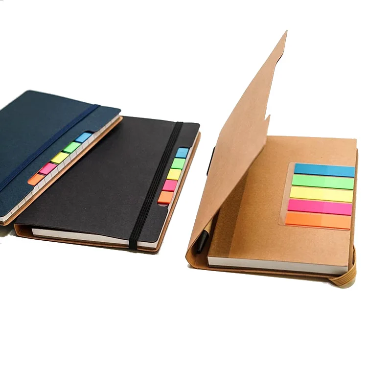 
Customized logo printed kraft paper sticky notes notebooks with pen 