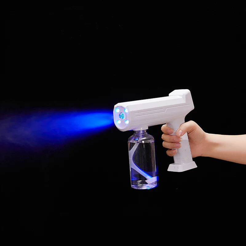 

New Rechargeable Wireless Fogger Machine Nano Spray Gun Handhold Blue Ray Cordless Atomization Disinfections Spray Gun, White