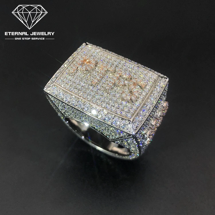 

Factory Professional Custom Men and Women Hip Hop Iced out Real S925 Silver 10k 14k 18k Gold Moissanite Diamond Ring