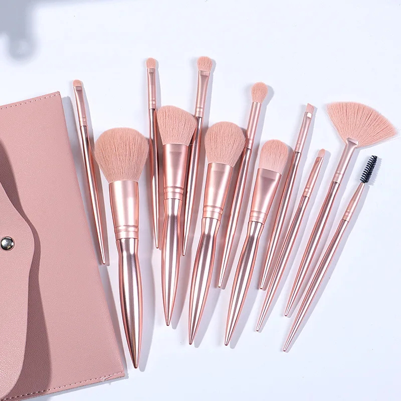 

2020 the latest design of high-end cosmetic brushes pink for online shop to sell the favorite private label makeup brush 12 sets, Skin color plating,skin color