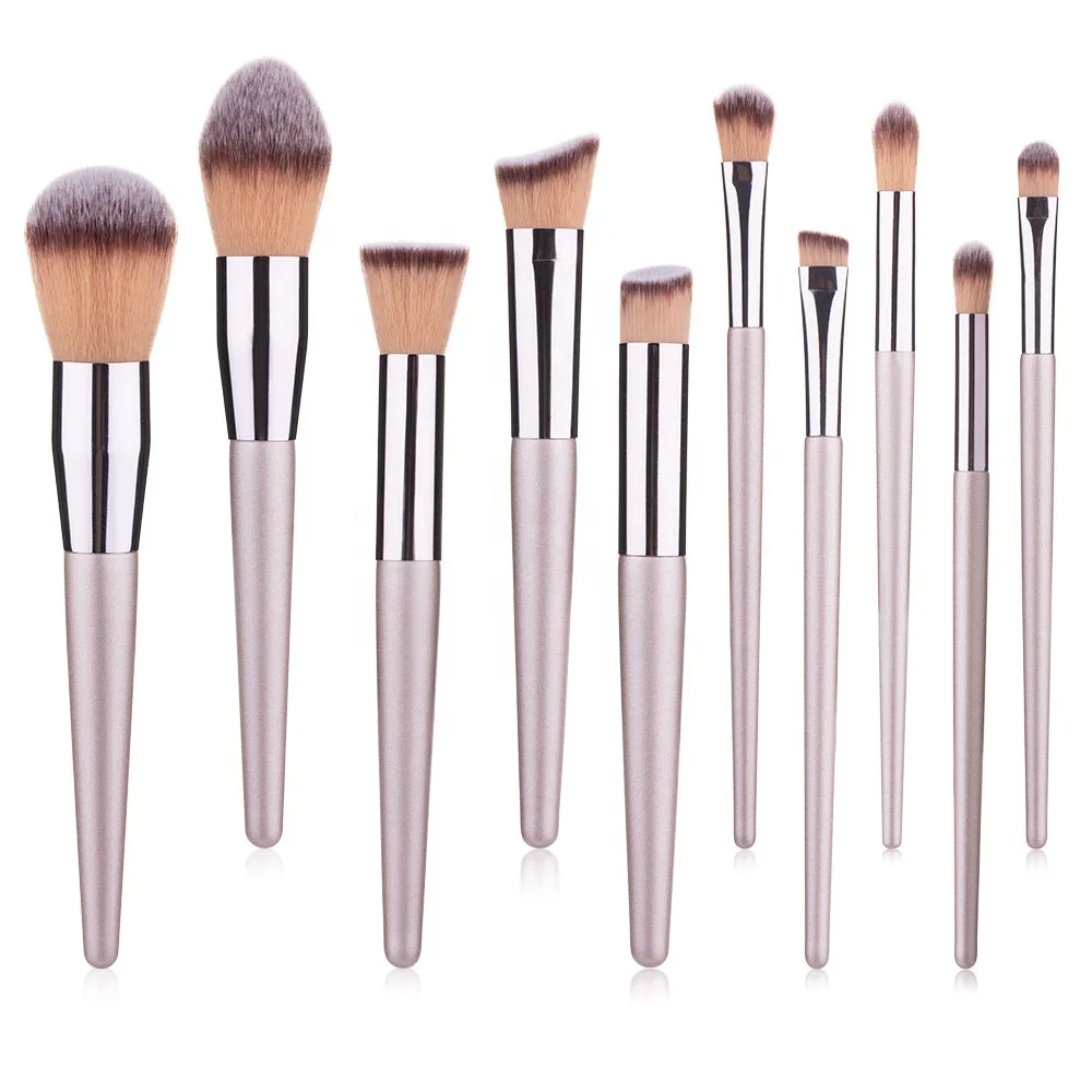 

10pcs Make up brush Tool 2020 Hot Sale Eyeshadow Brushes Redwood Makeup Brush Set, Champagne gold