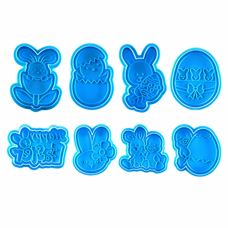 

Yiwu Bobao 2sets 4pcs funny cartoon Easter rabbit eggs duck shape bakery DIY clay chocolate cookie spring plunger cutter molds
