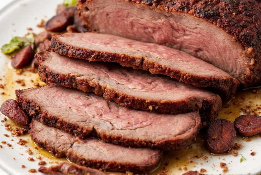 Sliced tender brisket served on a platter