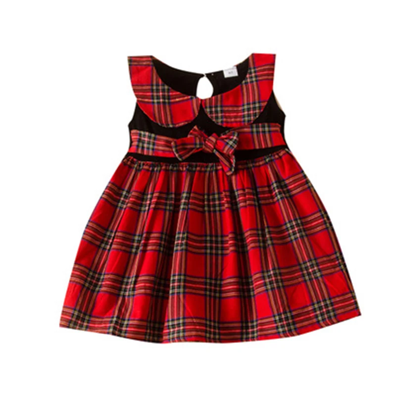 

Valentine Children Boutique Bowknot Dress Red Plaid Party Skirts Smocked Dresses Twirl Dress For Girl, Picture