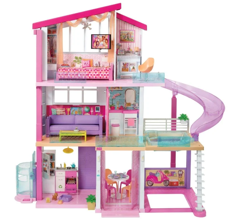 casa de muñecas de madera con ascensor