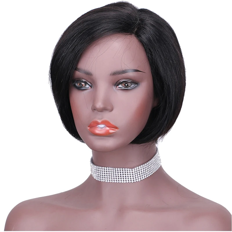 

Black Color Short Human Hair Wigs Pixie Cut For Women Bob Wig 100% Remy Brazilian T lace front Human Hair Wigs