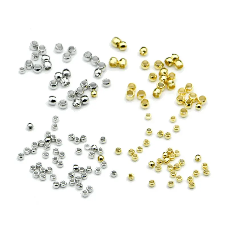 Real Gold Plating 1.5mm 2mm Small Size Brass Crimp End Beads For DIY Jewelry Making Stop Beads