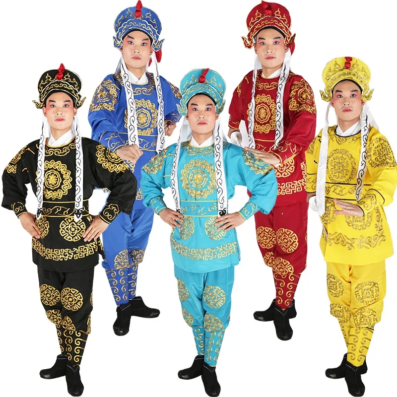 

Ancient Opera drama men's military clothing film TV drama soldier long suits Sichuan Opera face changing men's military costume, As the pictures