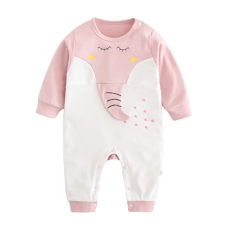 

New cotton baby jumpsuit 0-1 year old spring autumn baby long-sleeved romper for boys and girls, As picture shown