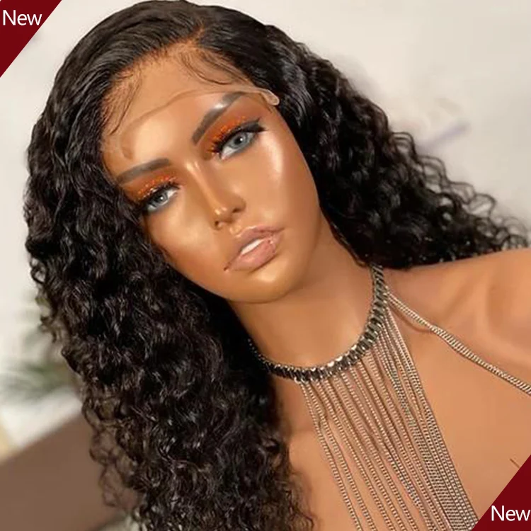 

180% Density Factory Wholesale 100% indian HD Transparent Invisible Lace Frontal Human Hair 360 deep curly frontal wig