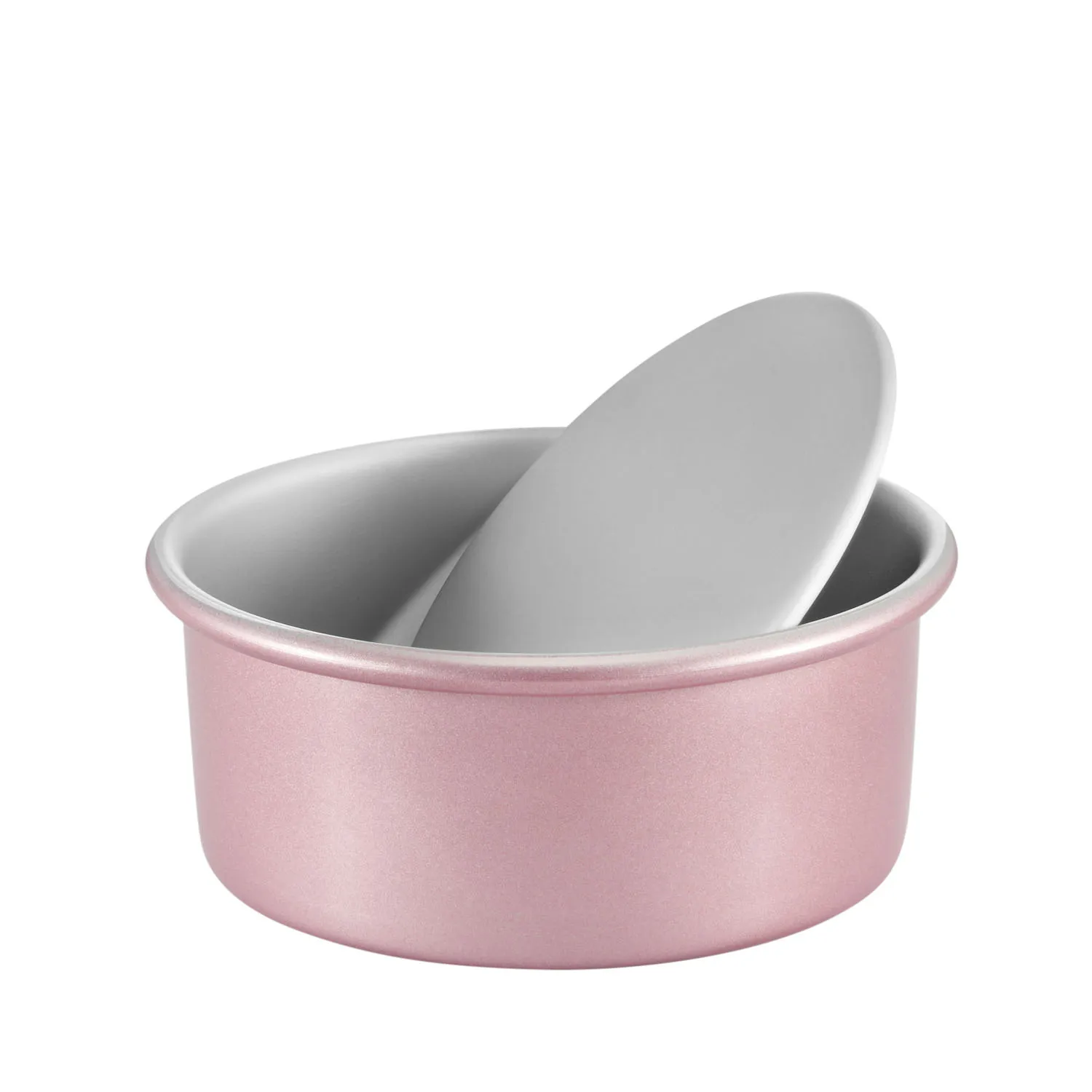 

CHEFMADE 6 Inch Round Shape Aluminium Non Stick Anodized Hight Chiffon Mould Cake Mold Baking Pan With Removable Loose Bottom, Rose gold