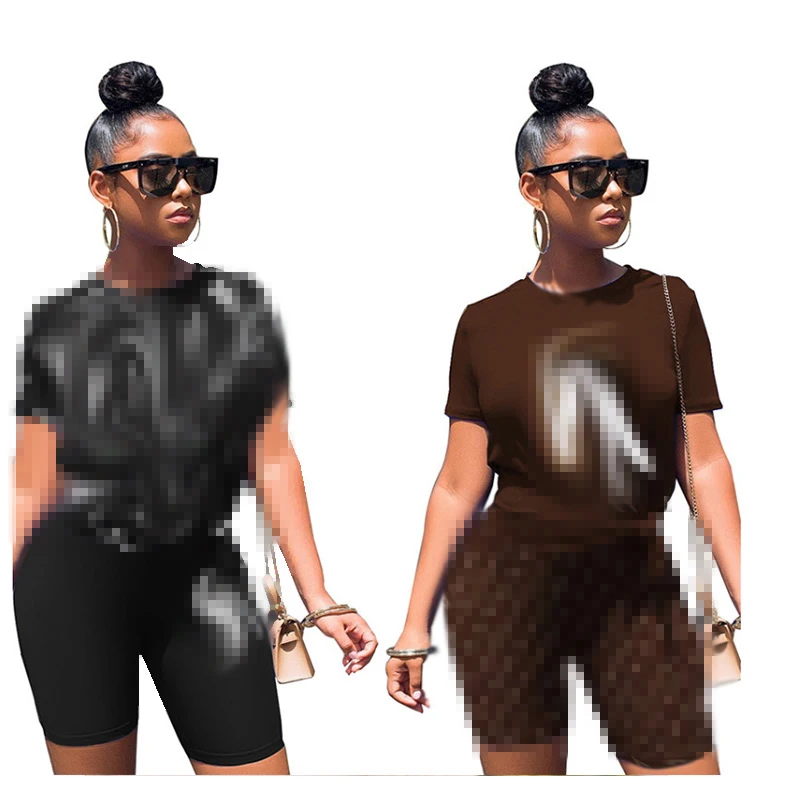 

Clothes Women Fashion 2021 Summer Short Sleeves printed shirt and pants Set famous brand clothing women brand