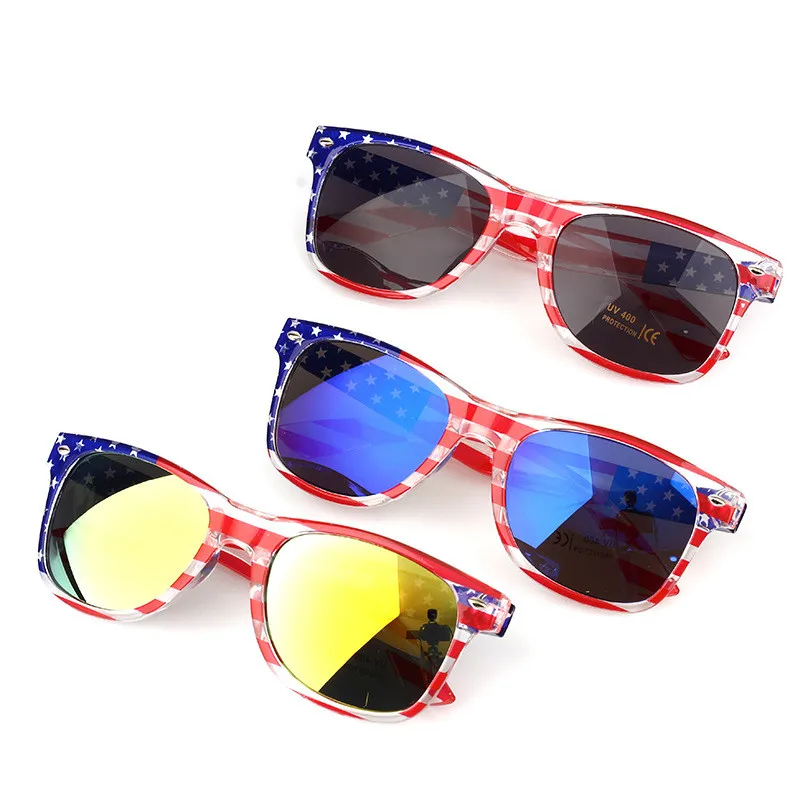 

Wholesale American Flag Print Frame Colorful Transparent PC UV00 Sunscreen Sunglasses, Picture