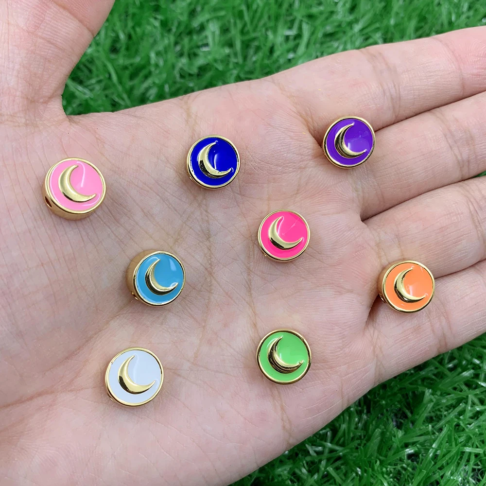 

Gold Plated Enamel Moon pendant DIY Jewelry electroplating accessories Fit for making earrings necklace bracelets