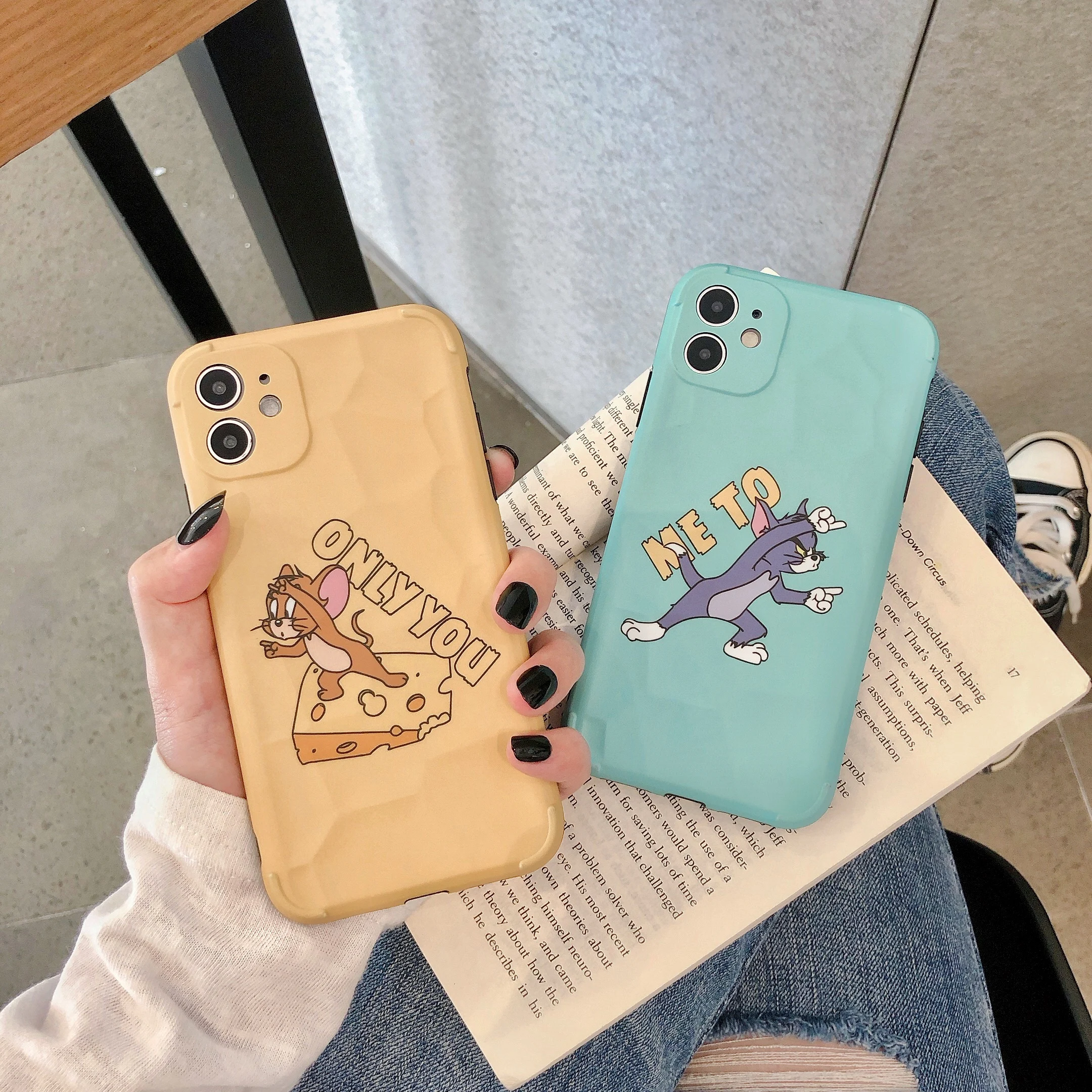 

For iPhone X Xs 7 8 Plus 11 Pro Max 3D Cute Cartoon Tom Jerry IMD Textured Slippy Phone Case