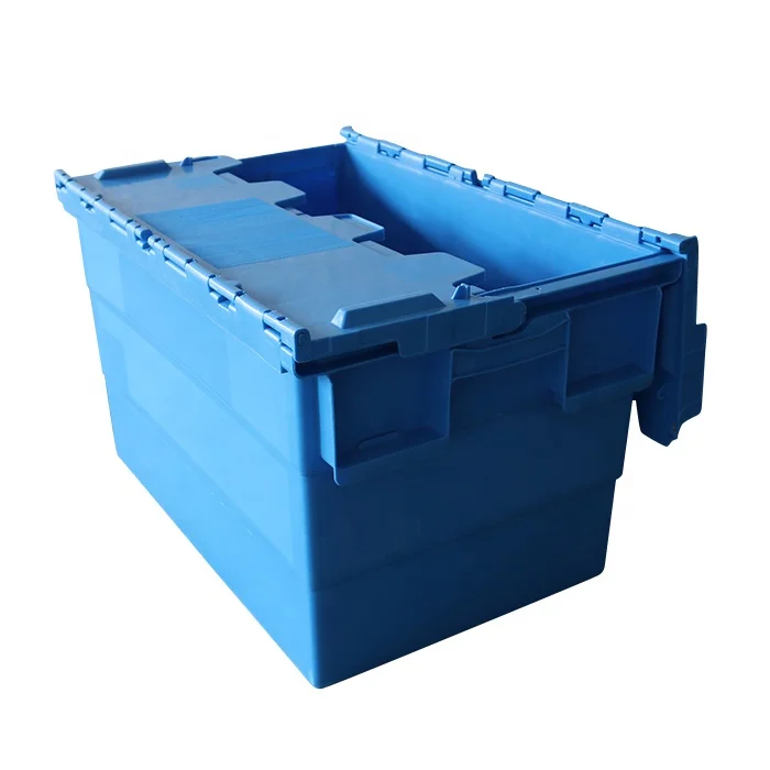 

QS Storage Turnover Nest Crates Stackable Round Trip Totes Plastic Moving Box Store Plastic Container Lids for Cargo Transport