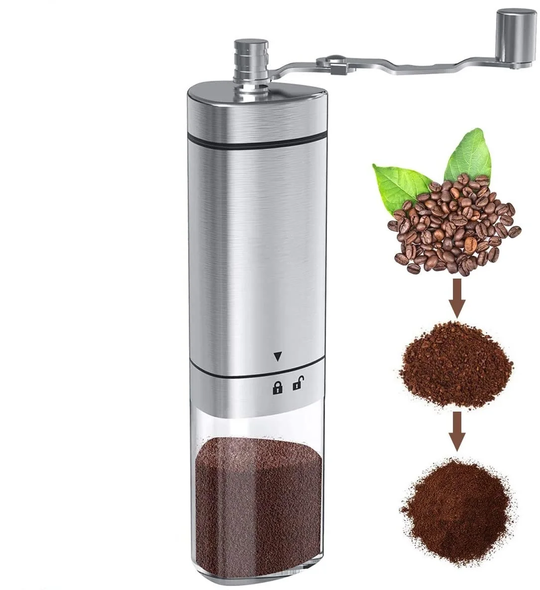 

New develop wholesale hand coffee grinder spice grinder, Silver