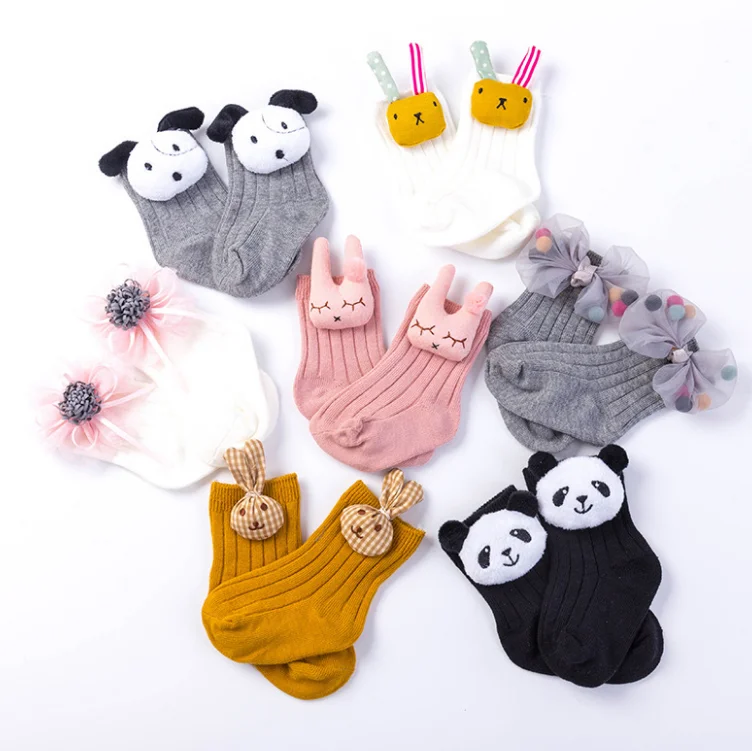 Fancy gifts box autumn hot sale cute animals doll cotton baby socks