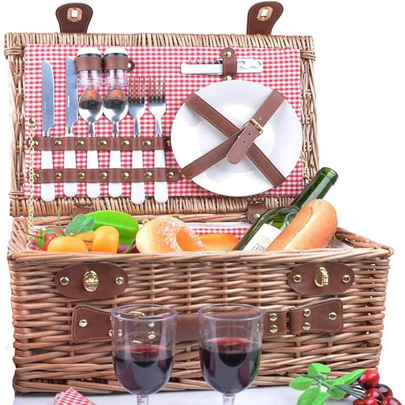 

Fast shipping Factory direct sell willow picnic basket hamper weaving wicker willow picnic basket
