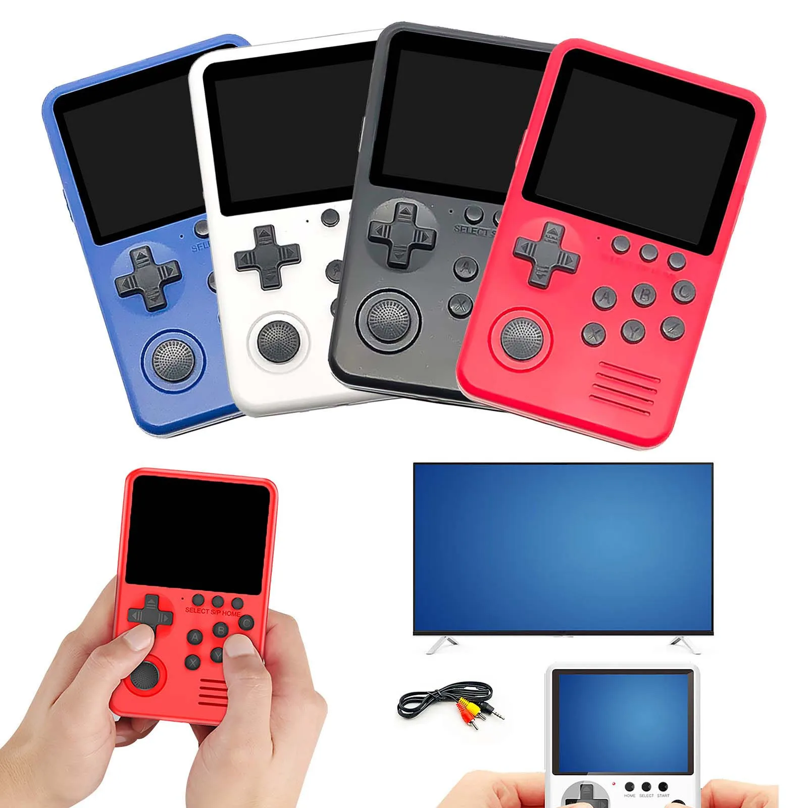 

16 BIT Retro Smart Handheld Video Game player M3S Mini USB Charging consola de video juego with 4G Games Card for Kids, Black white blue red