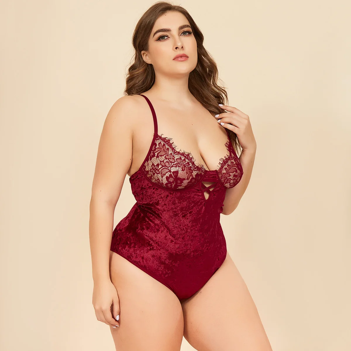 

YEECI sexy women lingerie zentai plus size mugler bodysuit lace sexy red lingerie bodysuit