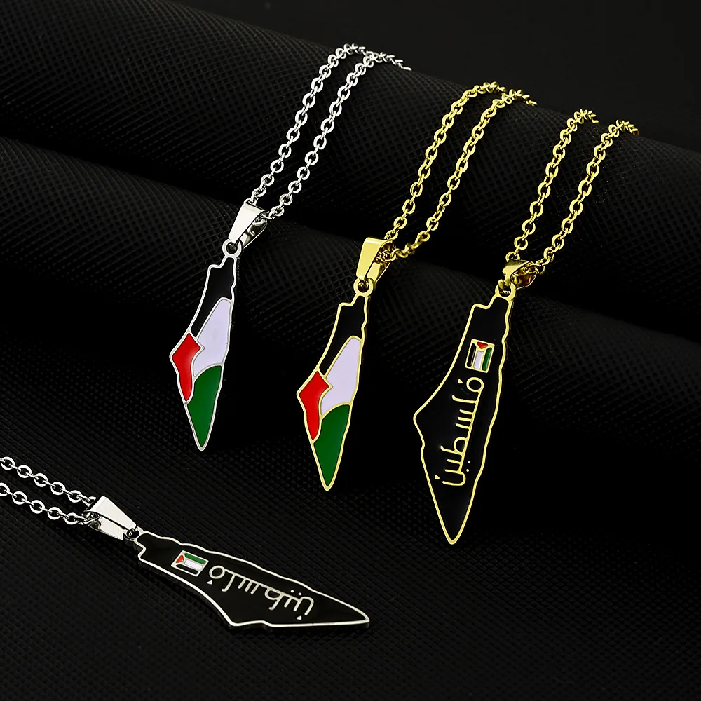 

Palestine jewelry necklace palestine flag map necklace