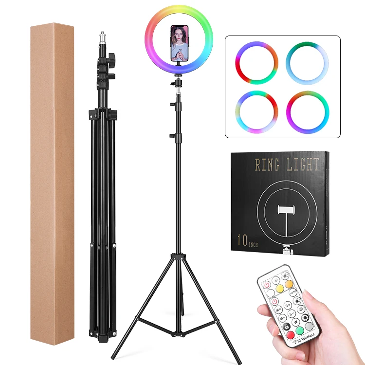 

2021 Newest 10 Inch Circle Lighting Led Rgb Ring Light With Tripod Stand For Selfile Live