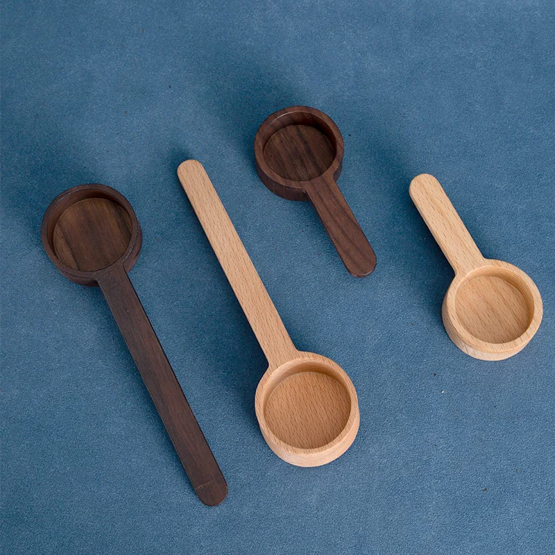 

Reusable Long Handle Wood Coffee Tea Measuring Spoon with clip Wooden Coffee Scoop