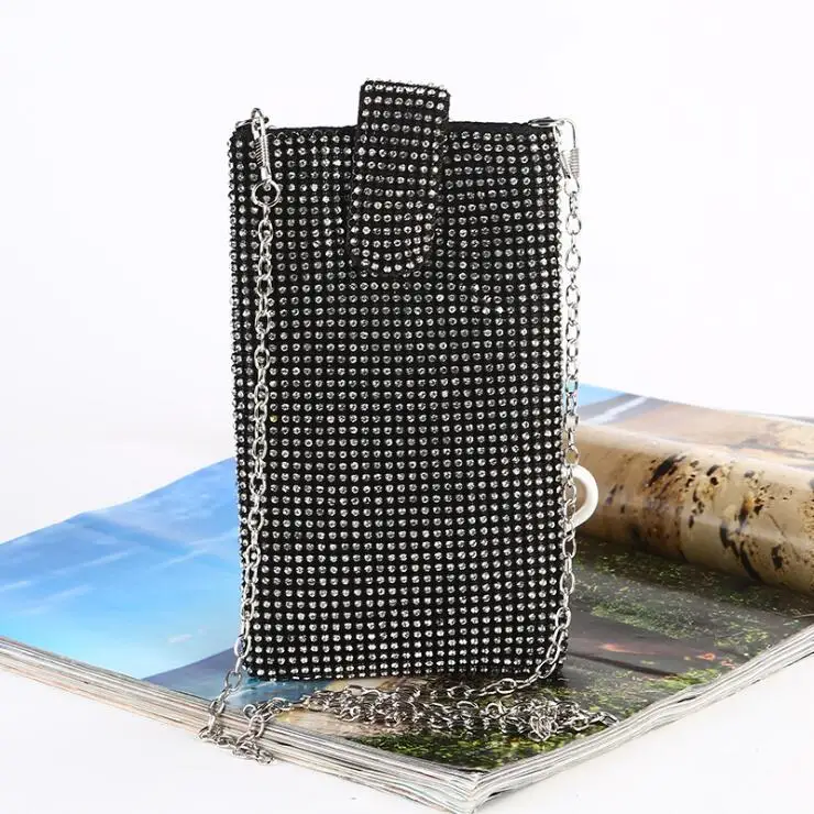 

Wholesale New Design Purses Fashion Small Mini Sling Crossbody Bag Rhinestone Cell Phone Diamonds Purse, 3 color