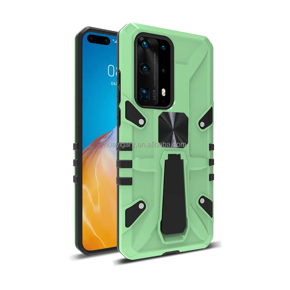 

Compatiable for P40 Pro Reflect Case stents Stand Phone Cover + Tempered Glass Protector