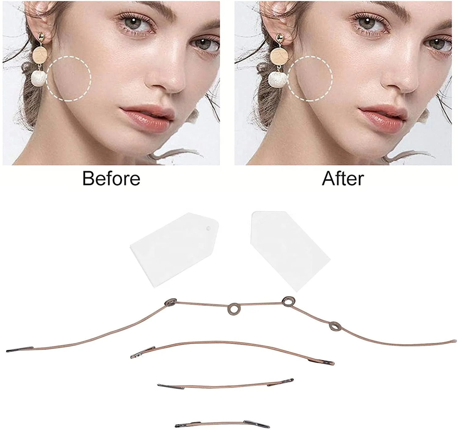 

Customize logo instant Invisible face lift set 40pcs face lifting tapes and strings for wrinkles face and neck lift tape, Beige/brown/black