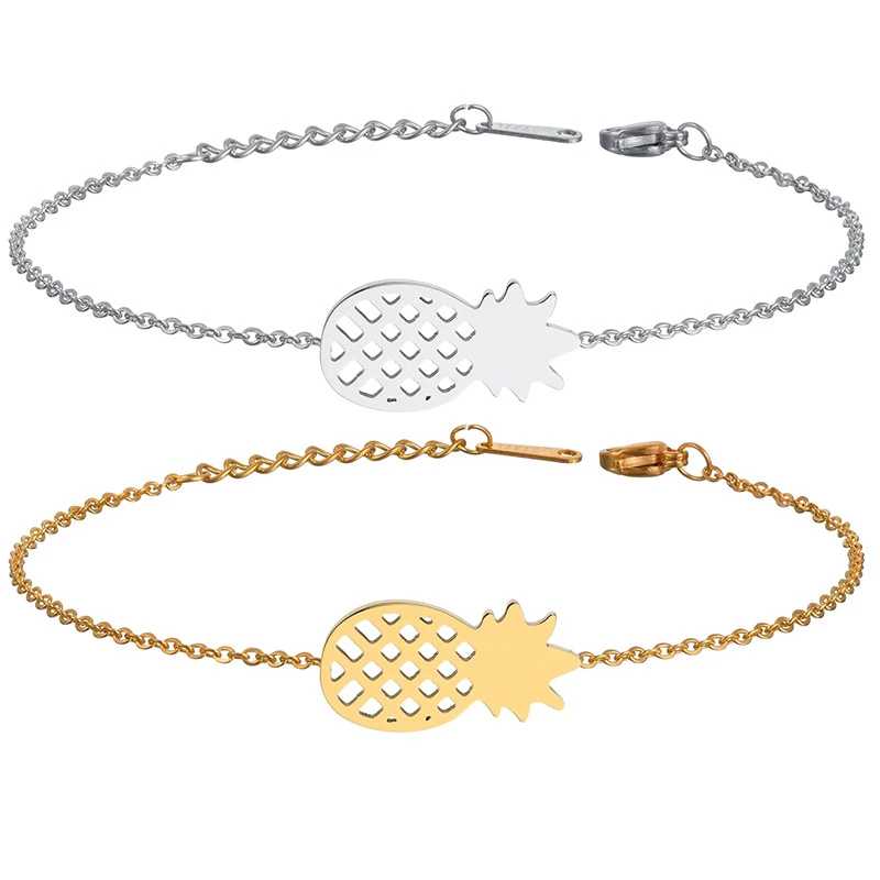 

Minimalism stainless steel lovely pineapple bracelet For women gold silver color bracelet (KSS289), Same as the picture