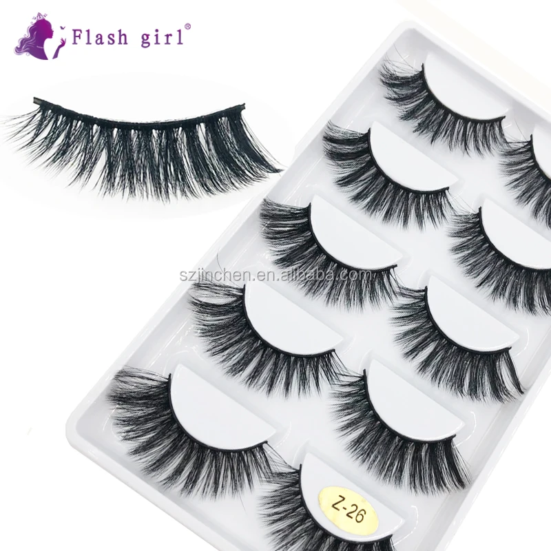 

High quality Z-26 free sample 5 pairs natural handmade 3D mink false eyelashes wholesale