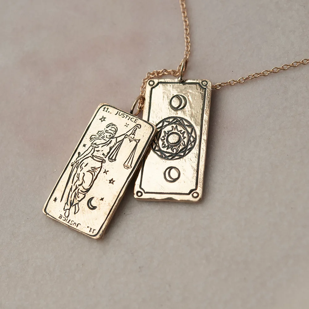 

Newest Tarot Card Rectangle Pendant Necklace Stainless Steel 18k Gold Plated Custom Printing Symbolic Horoscope Jewelry Necklace