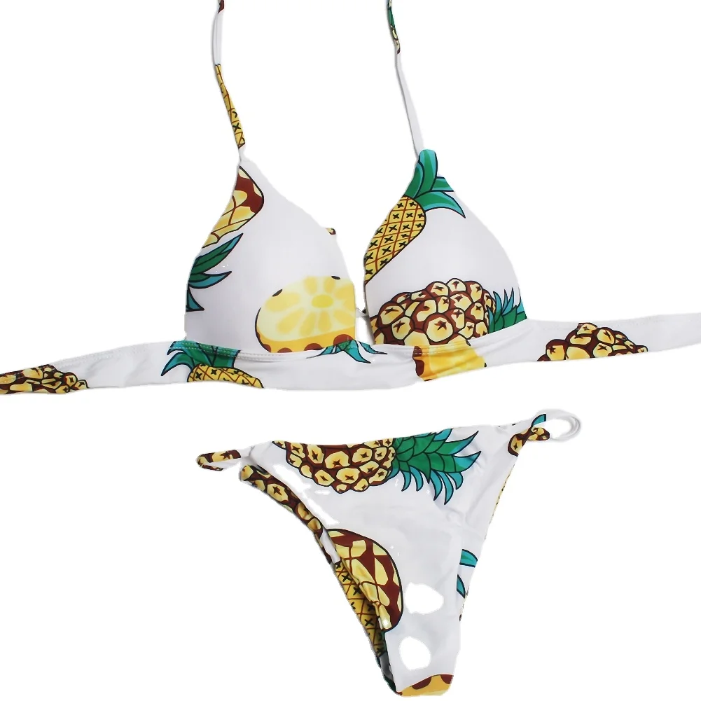 

2020 young girl sexy school girl Floral print bikini pineapple leaves Swimwear Bikini Swimsuit for women teens