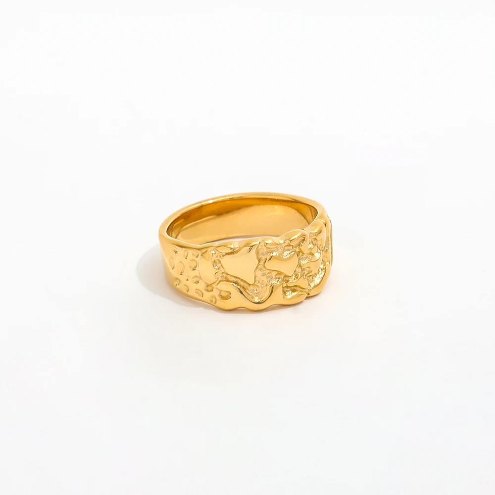 

Non Tarnish & Waterproof 18k Gold Plated Rugged Stainless Steel Rings for Women Trendy Jewelry