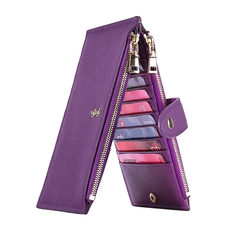 

Hot Sale RFID Multi Card Women Card Holder Two Way Folded Hasp Card Holder With Zipper, Mix