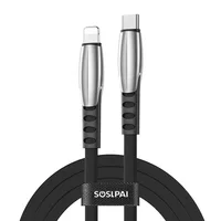 

SOSLPAI original zinc alloy usb-c to 8pin cable nylon fabric braided for iphone 11 2.4a fast charger mobile phone charging cable